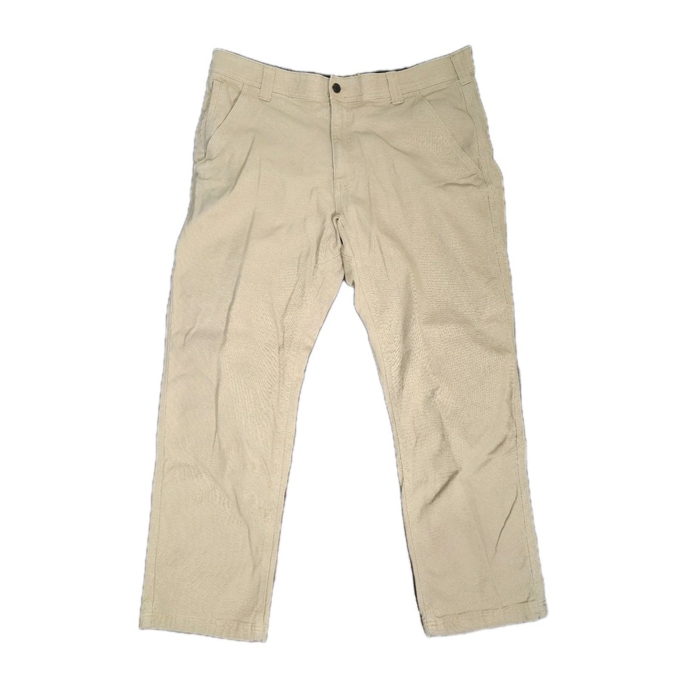 CAT Caterpillar Pants Mens 38x32 Khaki Work Canvas Stretch Workwear Tan Rugged